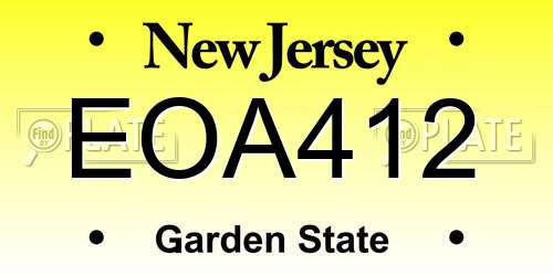 EOA412 New Jersey License Plate