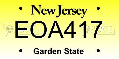 EOA417 New Jersey License Plate