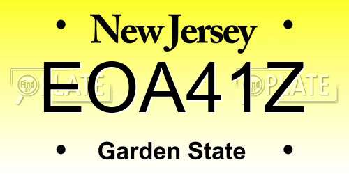 EOA41Z New Jersey License Plate