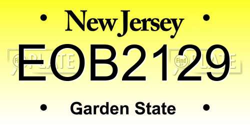 EOB2129 New Jersey License Plate