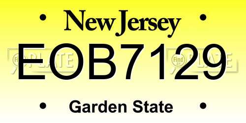EOB7129 New Jersey License Plate