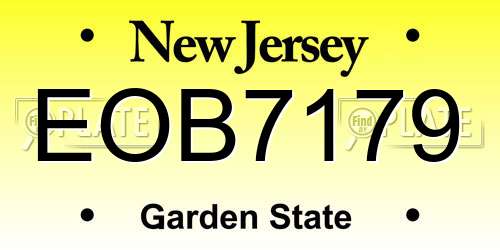 EOB7179 New Jersey License Plate