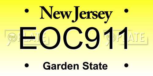 EOC911 New Jersey License Plate