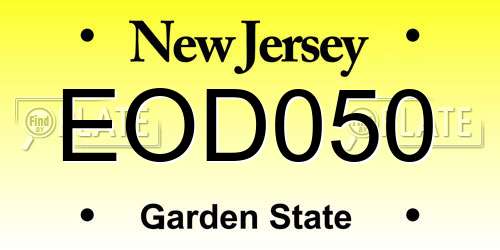 EOD050 New Jersey License Plate