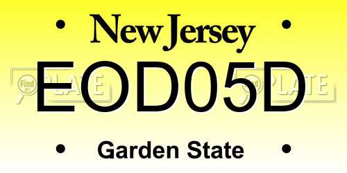 EOD05D New Jersey License Plate