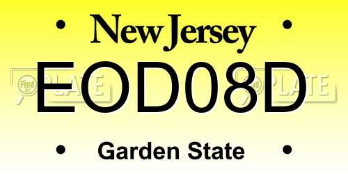 EOD08D New Jersey License Plate