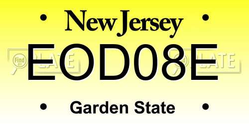 EOD08E New Jersey License Plate
