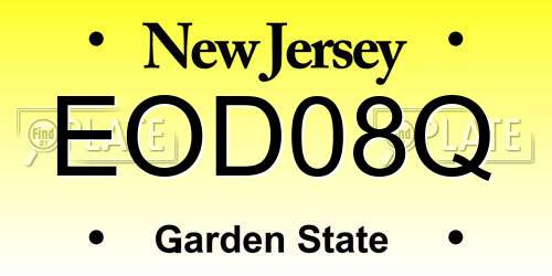 EOD08Q New Jersey License Plate