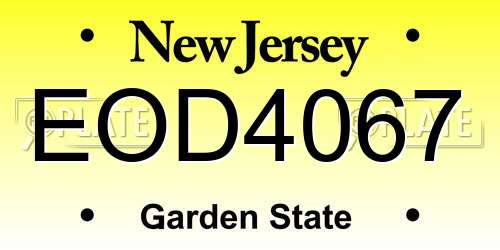 EOD4067 New Jersey License Plate