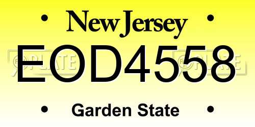 EOD4558 New Jersey License Plate