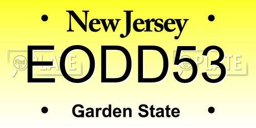 EODD53 New Jersey License Plate