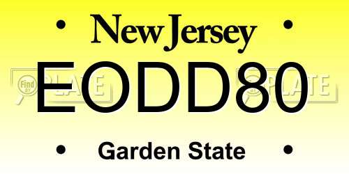 EODD80 New Jersey License Plate