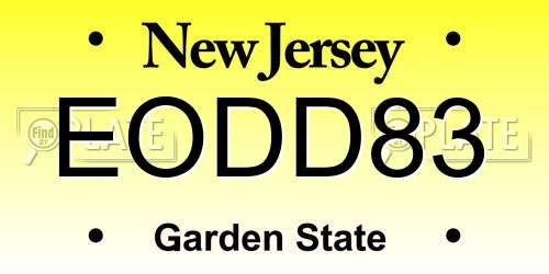 EODD83 New Jersey License Plate