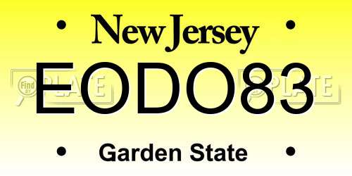 EODO83 New Jersey License Plate