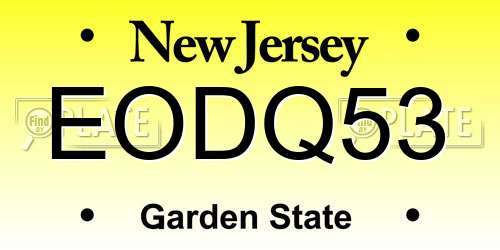 EODQ53 New Jersey License Plate