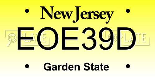 EOE39D New Jersey License Plate