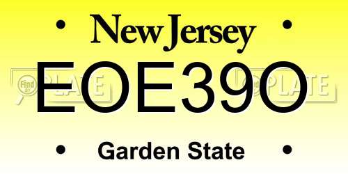 EOE39O New Jersey License Plate