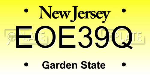EOE39Q New Jersey License Plate