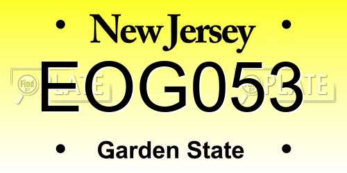 EOG053 New Jersey License Plate