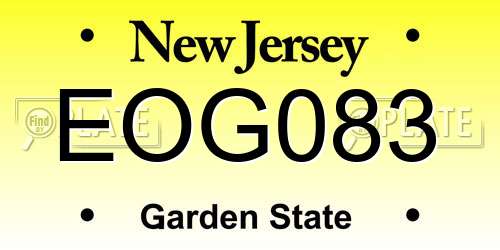 EOG083 New Jersey License Plate