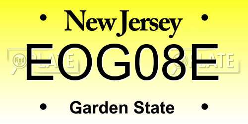EOG08E New Jersey License Plate