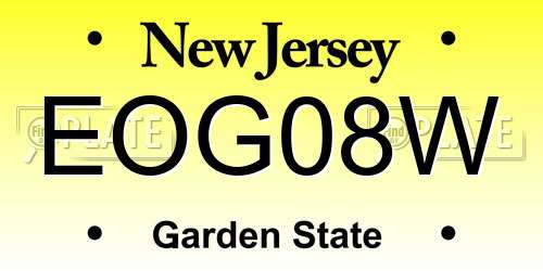 EOG08W New Jersey License Plate