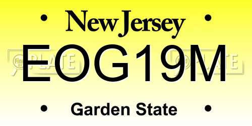 EOG19M New Jersey License Plate