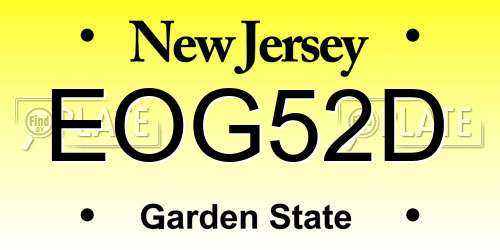 EOG52D New Jersey License Plate