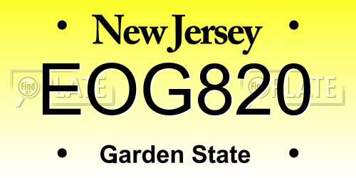 EOG820 New Jersey License Plate