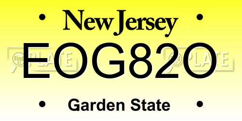 EOG82O New Jersey License Plate