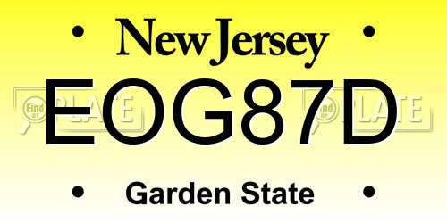 EOG87D New Jersey License Plate