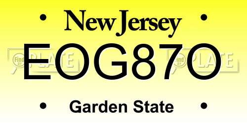 EOG87O New Jersey License Plate