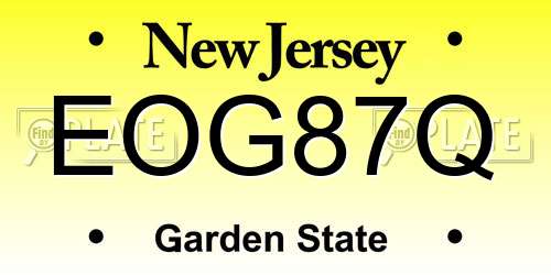 EOG87Q New Jersey License Plate