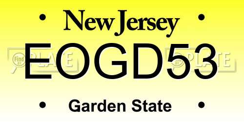 EOGD53 New Jersey License Plate
