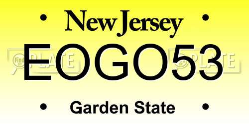 EOGO53 New Jersey License Plate