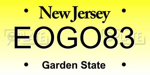 EOGO83 New Jersey License Plate