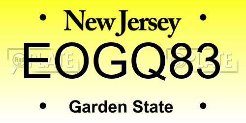 EOGQ83 New Jersey License Plate