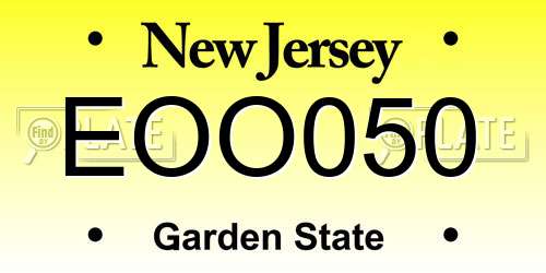EOO050 New Jersey License Plate