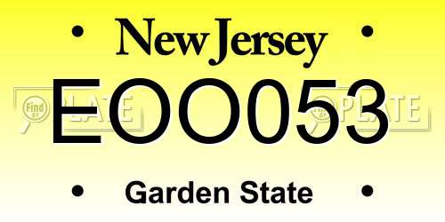 EOO053 New Jersey License Plate