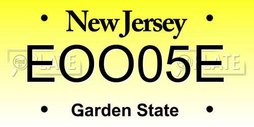 EOO05E New Jersey License Plate