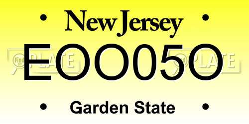 EOO05O New Jersey License Plate