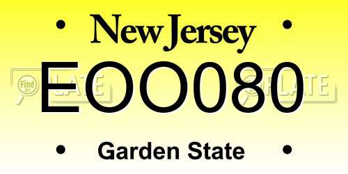 EOO080 New Jersey License Plate