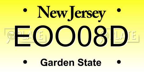 EOO08D New Jersey License Plate