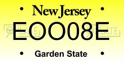EOO08E New Jersey License Plate