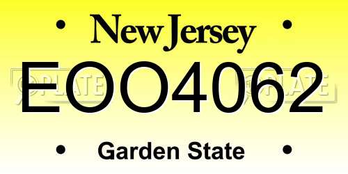 EOO4062 New Jersey License Plate