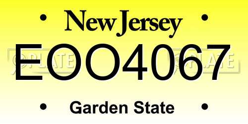 EOO4067 New Jersey License Plate