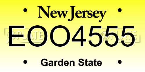 EOO4555 New Jersey License Plate
