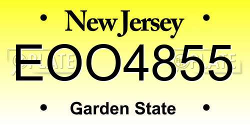 EOO4855 New Jersey License Plate