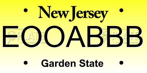 EOOABBB New Jersey License Plate