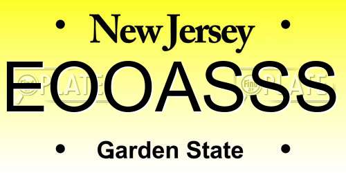 EOOASSS New Jersey License Plate